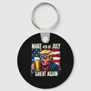 Make 4th Of July Great Again Trump Beer Drinking Key Ring