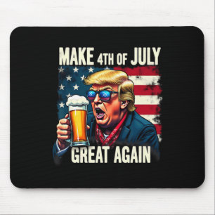 Make 4th Of July Great Again Trump Beer Drinking Mouse Pad
