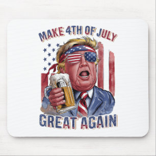 Make 4th Of July Great Again Trump Beer Patriotic  Mouse Pad