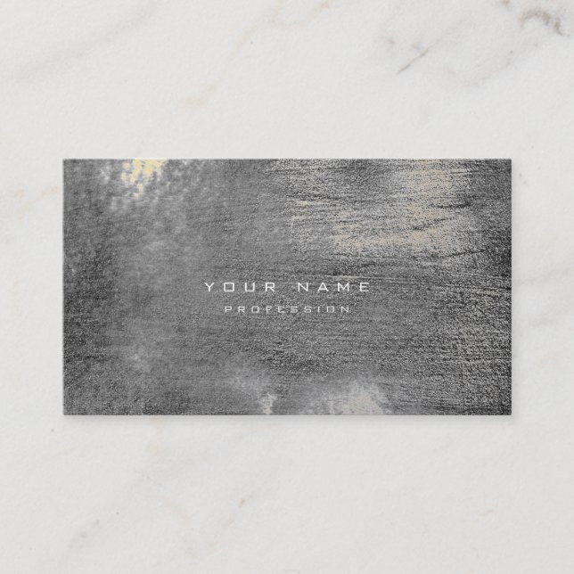 Make a Bold Statement with Silver Grungy Monochrom Business Card (Front)