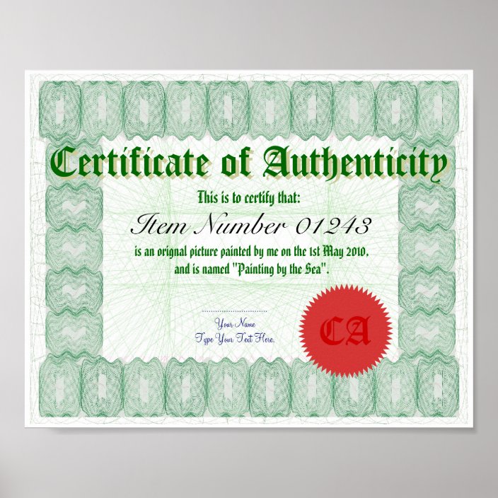 Make a Certificate of Authenticity Print | Zazzle.com.au