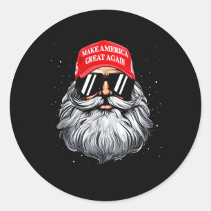 Make A Christmas Great Again Funny Xmas Trump Sant Classic Round Sticker