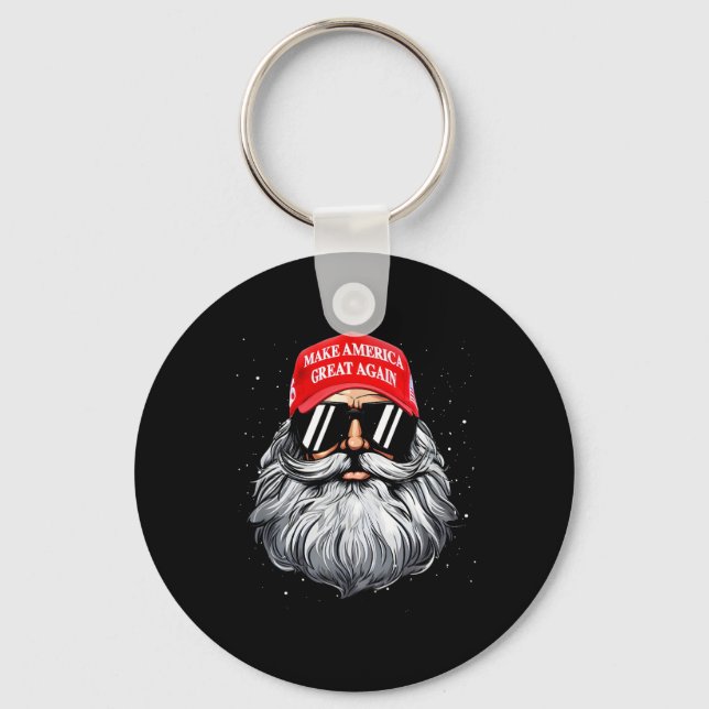 Make A Christmas Great Again Funny Xmas Trump Sant Key Ring (Front)