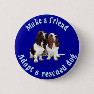 Make A Friend - Basset Hound 6 Cm Round Badge