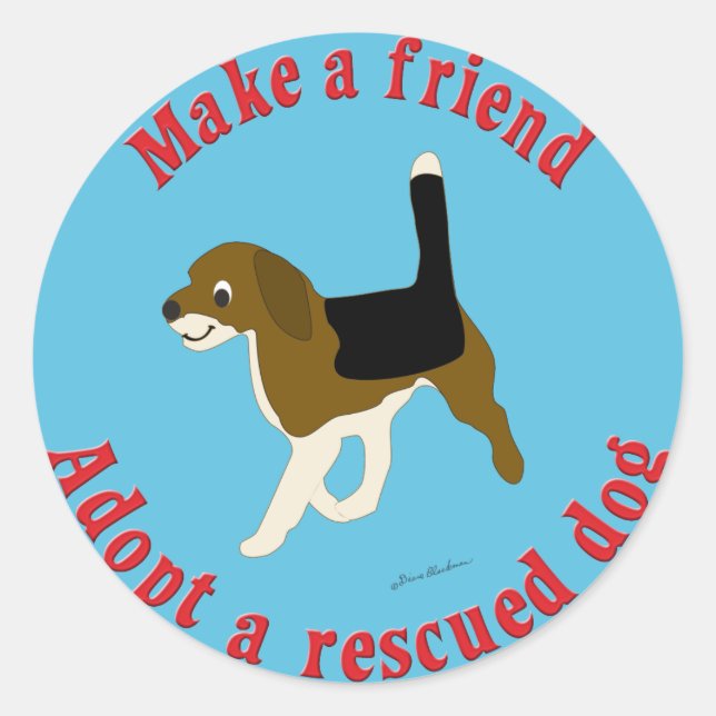 Make A Friend - Beagle Classic Round Sticker (Front)