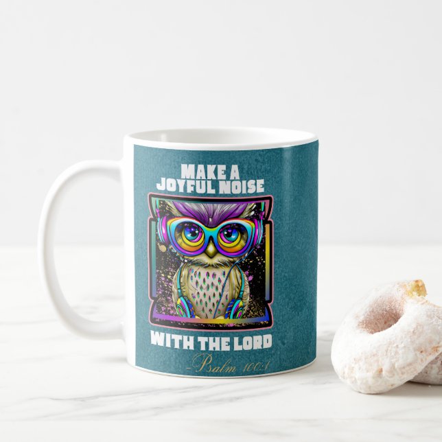 Make a Joyful Noise Christian Faith Coffee Mug (With Donut)