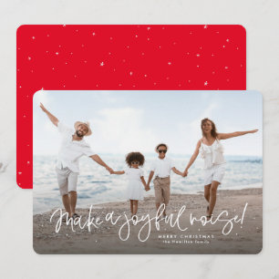Make a joyful noise cute religious Christmas photo Holiday Card
