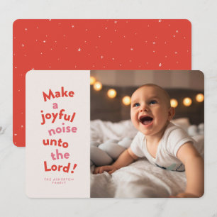 Make a joyful noise fun red religious Christmas Holiday Card