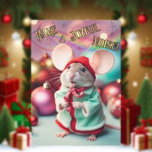 Make A Joyful Noise Happy Mouse Singing Christian Holiday Postcard