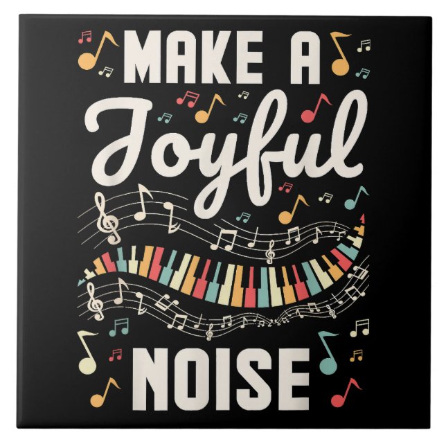 Make A Joyful Noise Piano Player Ceramic Tile (Front)