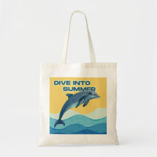 "Make a Splash" Artistic Dolphin Watercolor Tote Bag