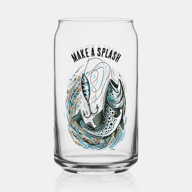 Make A Splash Fisherman Can Glass (Front)