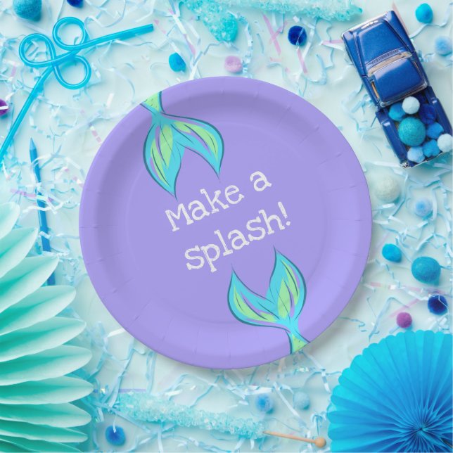 Make a Splash! Mermaid Purple Paper Plate (Party)