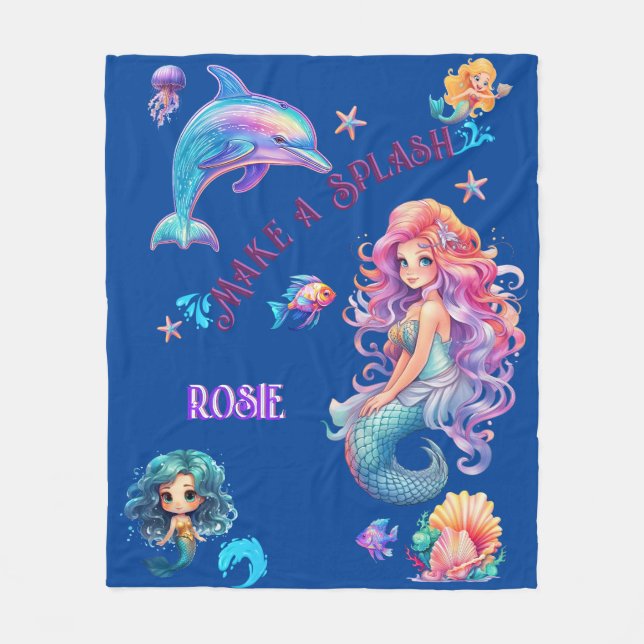 Make A Splash Mermaid Under The Sea Fleece Blanket (Front)