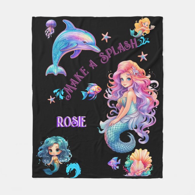Make A Splash Mermaid Under The Sea Fleece Blanket (Front)