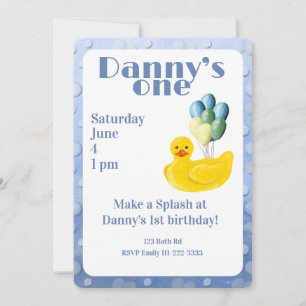 Make a Splash Rubber Duck 1st Birthday Invitation