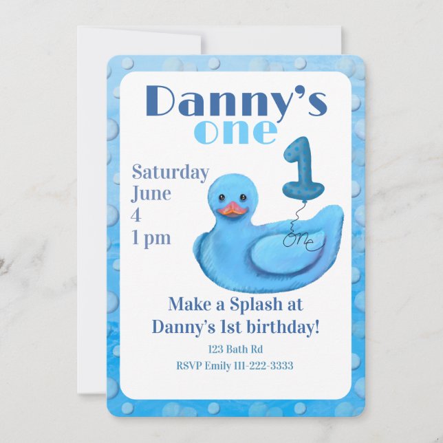 Make a Splash Rubber Duck 1st Birthday Invitation (Front)