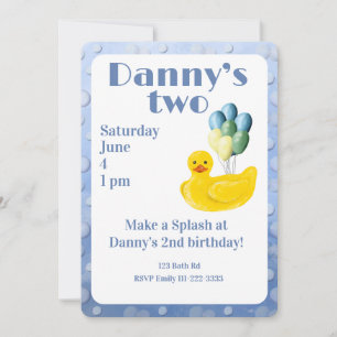 Make a Splash Rubber Duck 2nd Birthday Invitation