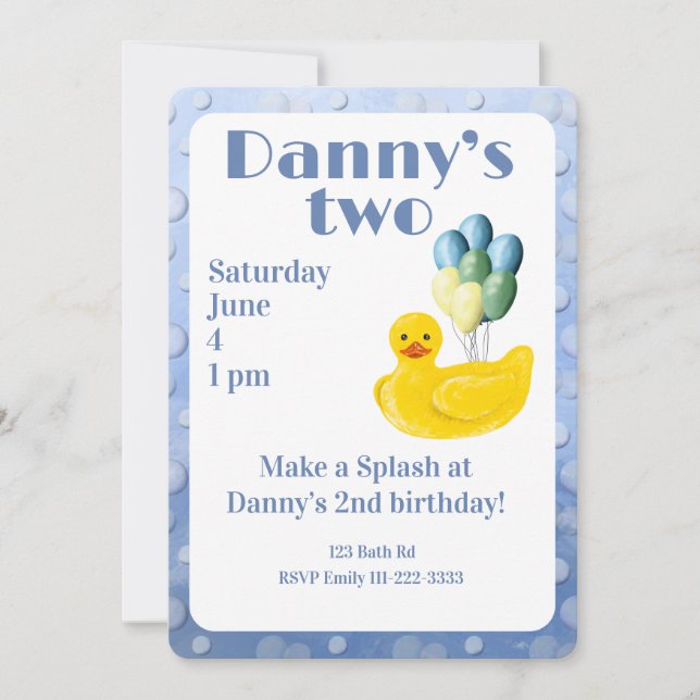 Make a Splash Rubber Duck 2nd Birthday Invitation (Front)
