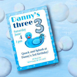 Make a Splash Rubber Duck 3rd Birthday Invitation