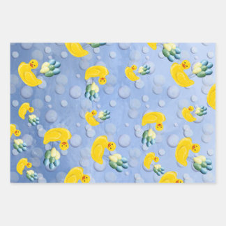 Make a Splash Rubber Duck 3rd Birthday Invitation Wrapping Paper Sheet