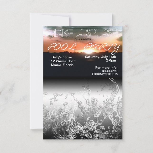 Make a Splash Summer Pool Party Invitation (Front)