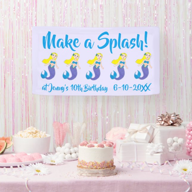 Make a Splash Swimming Mermaid Birthday Party Banner (Party)