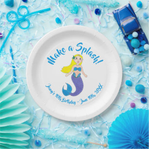 Make a Splash Swimming Mermaid Birthday Party Paper Plate