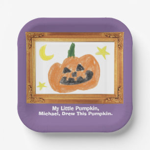 Make a Treasure By Your Kid's Art Work   Pumpkin  Paper Plate