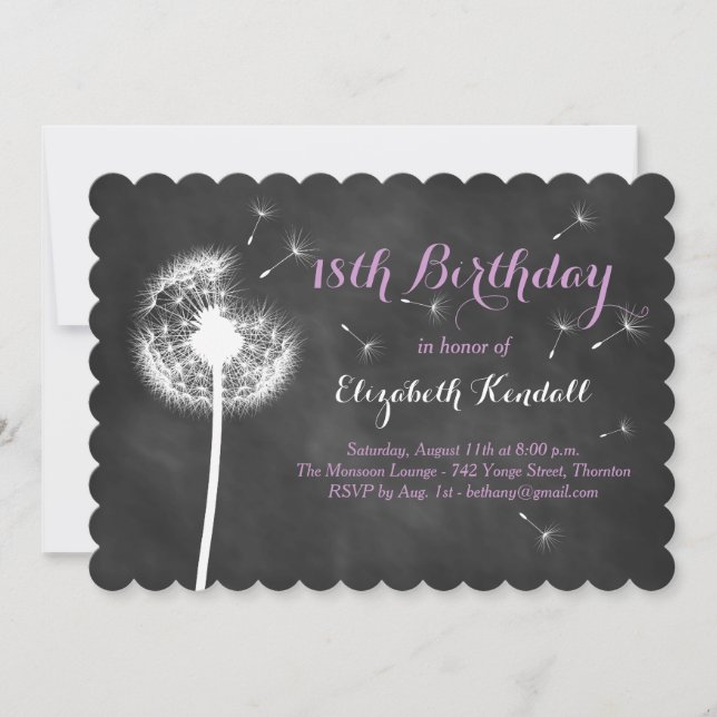 Make a Wish! 18th Birthday Invitation (purple) (Front)