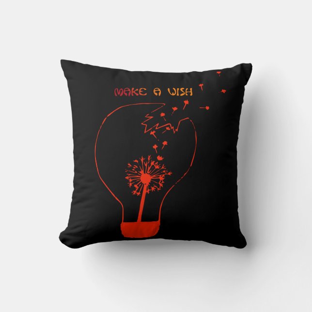 Make a Wish Abstract Dandelion Flower Throw Pillow (Front)