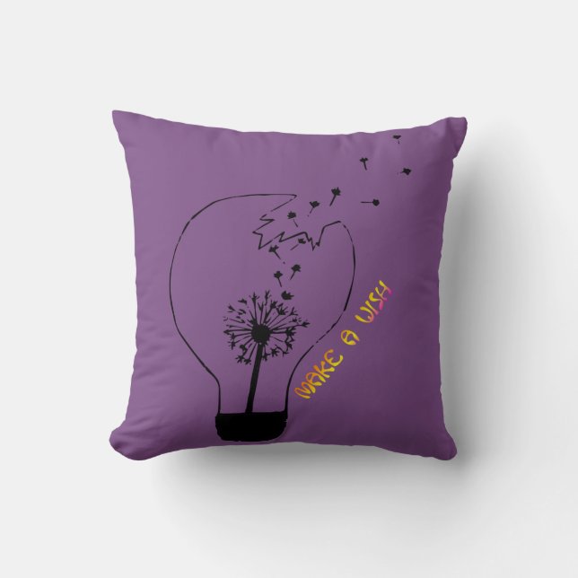 Make a Wish Abstract Dandelion Throw Pillow (Front)