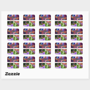 Make A Wish Artistic Dragonfly Collage Square Sticker