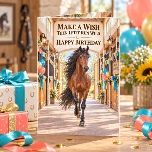 Make a Wish Bay Andalusian Horse Birthday Card