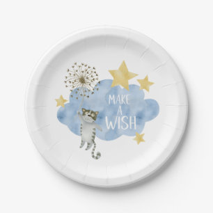Make A Wish Cat Stars Cloud Birthday Party Paper Plate