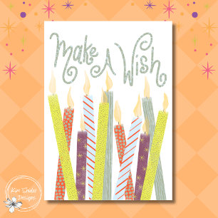 "Make a Wish" Colorful Birthday Candles  Card
