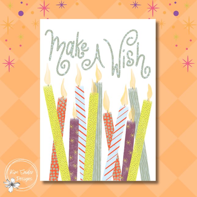 "Make a Wish" Colourful Birthday Candles  Card (Creator Uploaded)