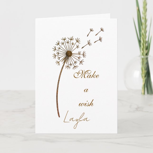 Make a Wish Custom Text Dandelion Card (Front)