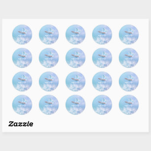 Make a Wish Dandelion and Butterfly Design Classic Round Sticker