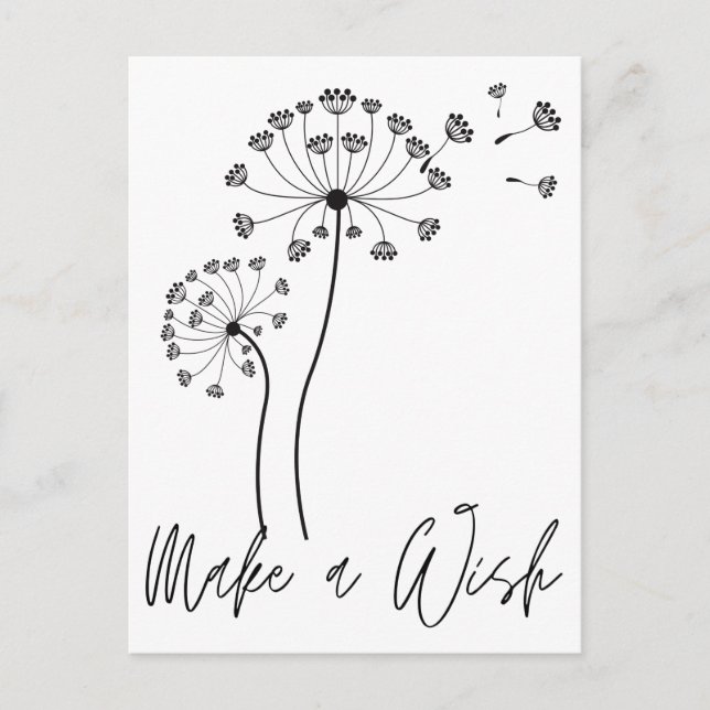 Make a Wish Dandelion Flower Fluff Postcard (Front)