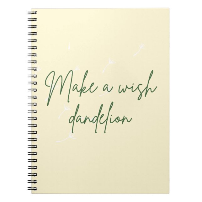 Make a Wish Dandelion Yellow Notebook (Front)