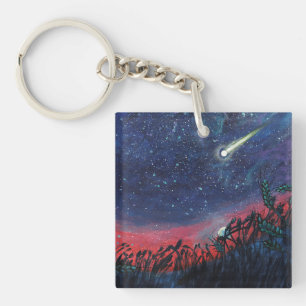 Make a Wish on a Shooting Star Illustration Key Ring