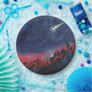 Make a Wish on a Shooting Star Illustration Paper Plate