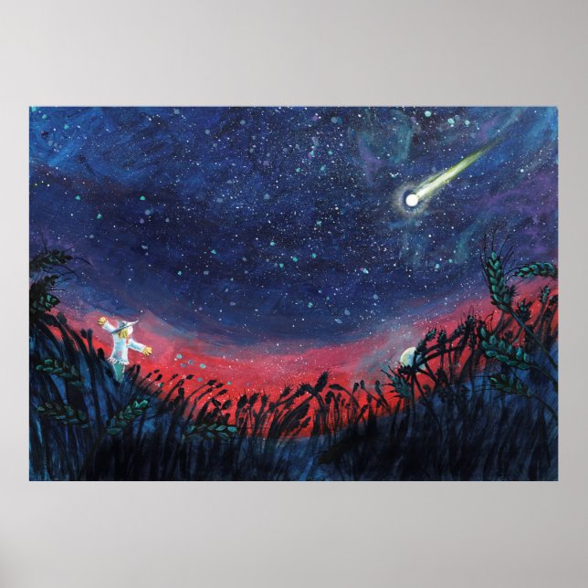 Make a Wish on a Shooting Star Illustration Poster (Front)