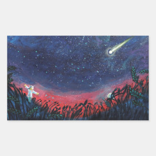 Make a Wish on a Shooting Star Illustration Rectangular Sticker