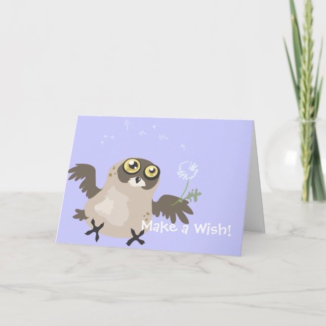 Make a Wish! Owl Greeting Card (Front)
