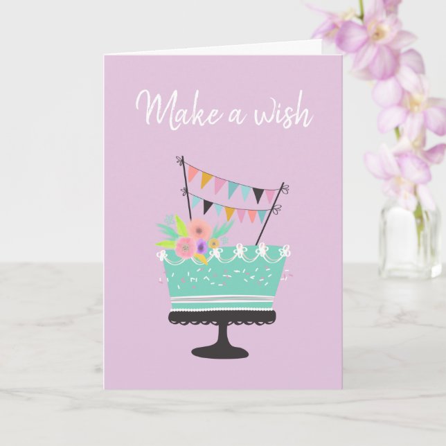 Make a wish sweet Birthday Cake Card (Orchid)