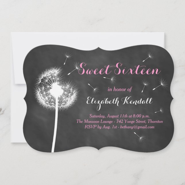 Make a Wish! Sweet Sixteen Invitation (pink) (Front)