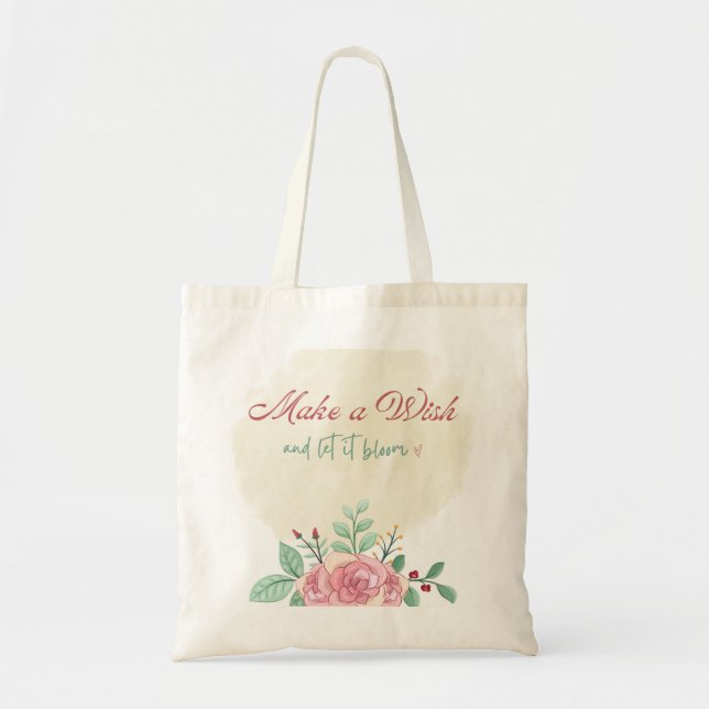Make a Wish Tote Bag | Floral Gift Bag (Front)