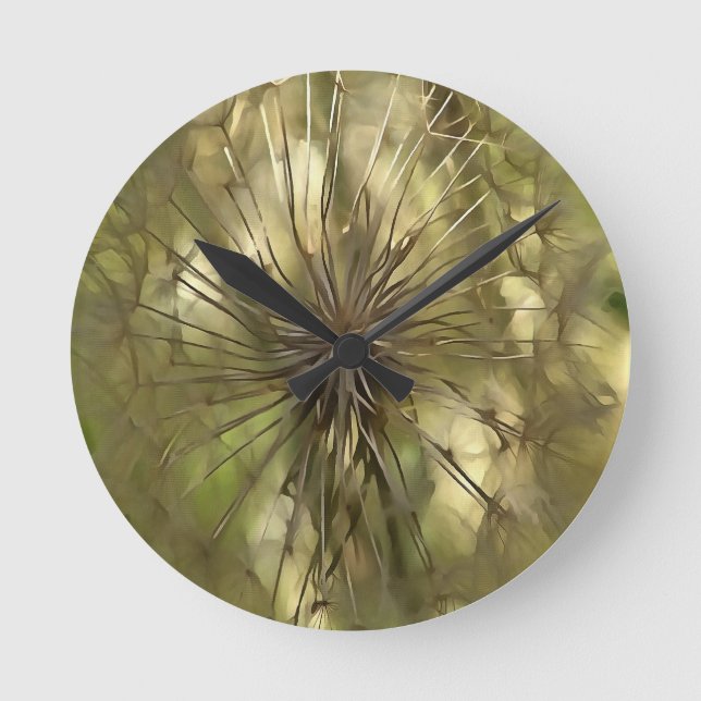 Make A Wish Wildflower Seed Head Art Round Clock (Front)